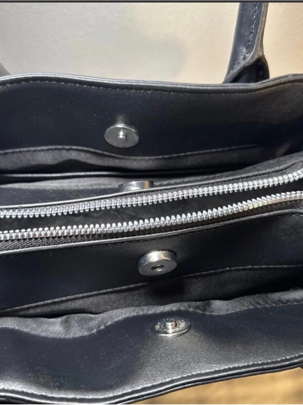 Nine West Black Embossed Satchel with Top Handles